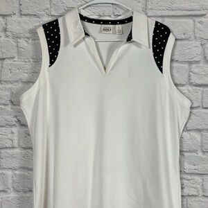 Zenergy Chico's Golf Black White Dot Trim Polo Golf Tank Size 3 NWT
